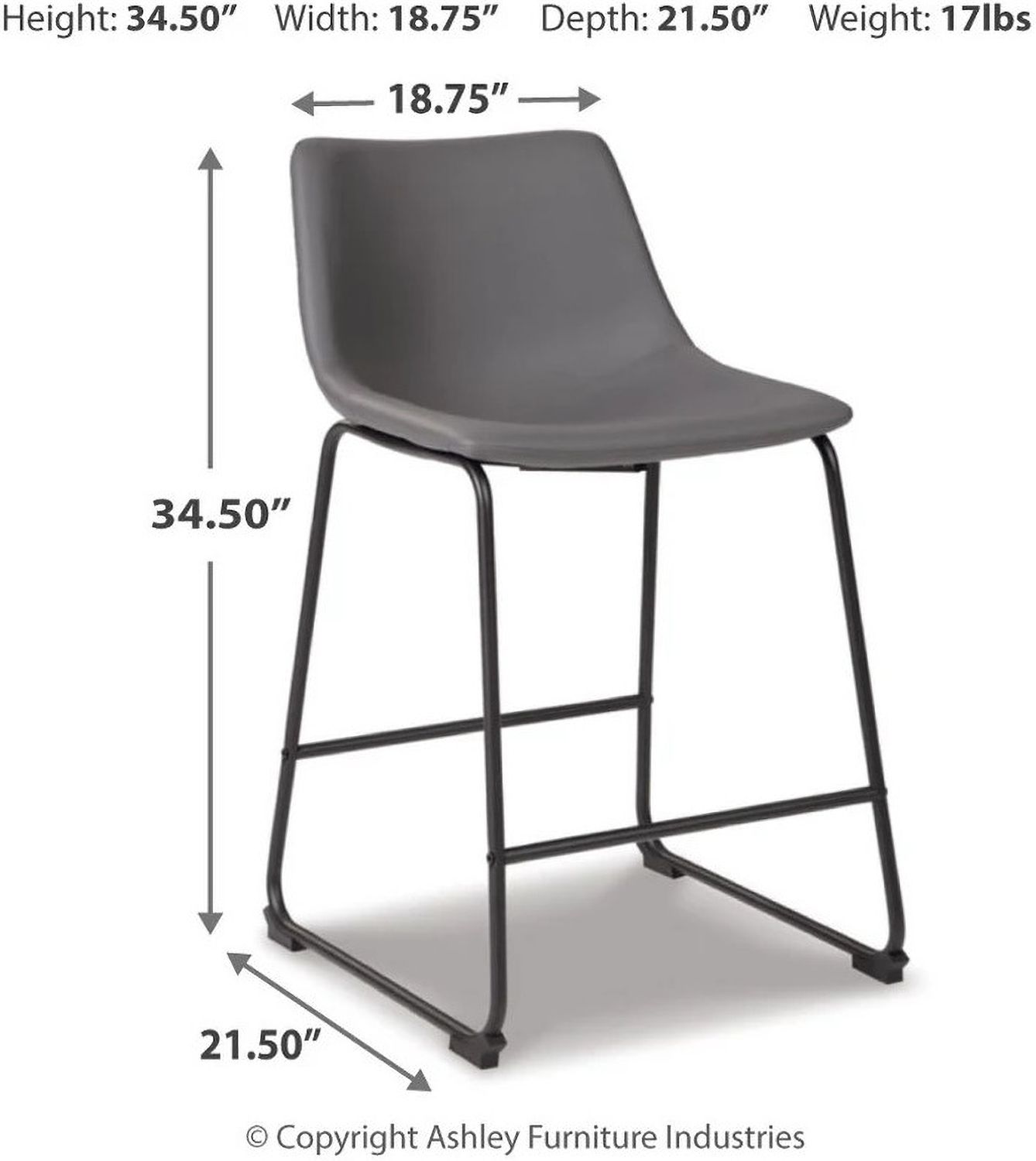 Centiar Gray Upholstered Barstool Set of 2 D372824