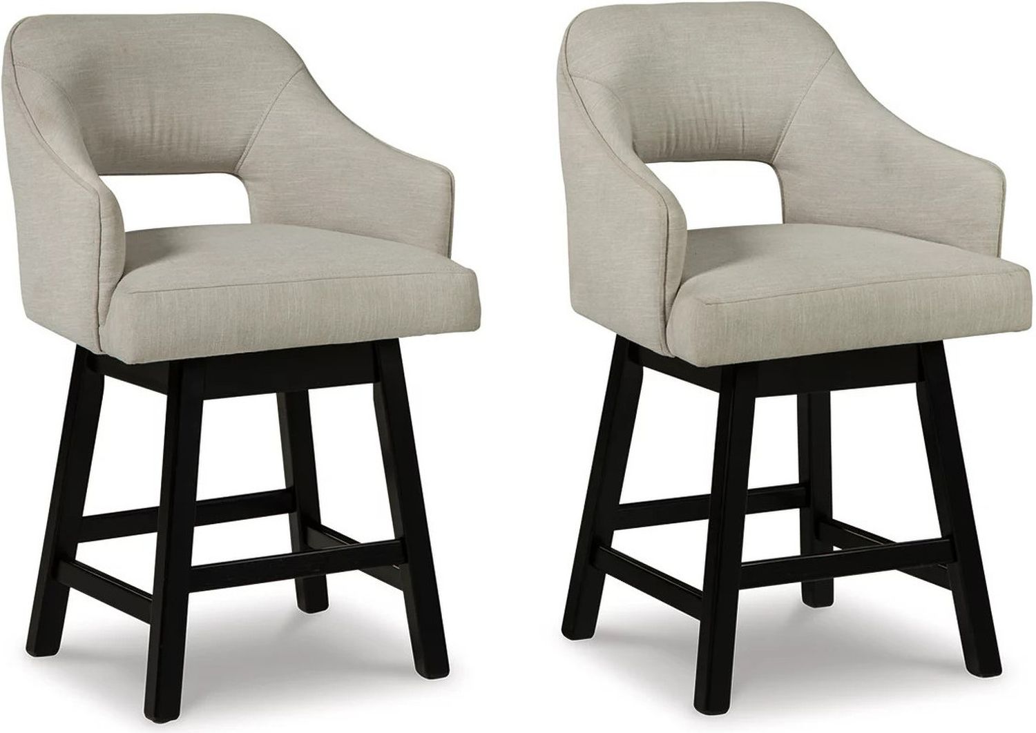 Tallenger Linen/Brown Upholstered Swivel Barstool Set of 2 D380724