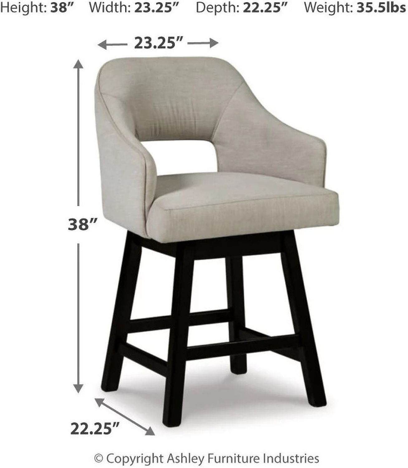 Tallenger Linen/Brown Upholstered Swivel Barstool Set of 2 D380724