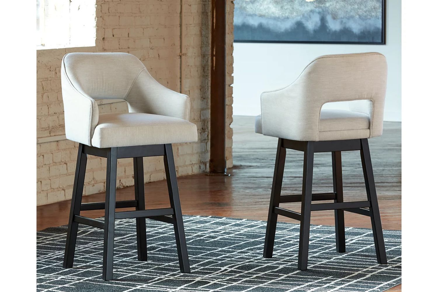 Tallenger Linen/Brown Bar Stool Set Of 2 D380730