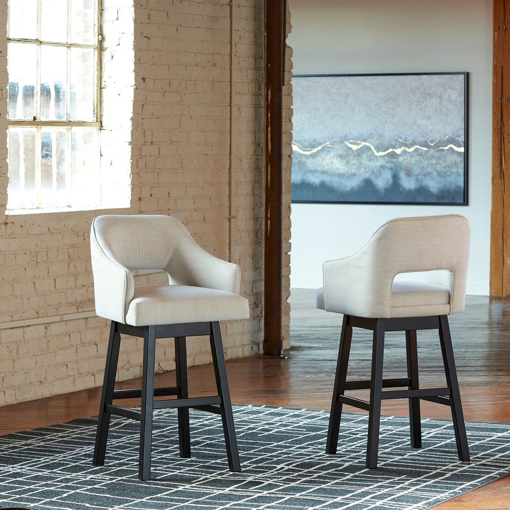 Tallenger Linen/Brown Bar Stool Set Of 2 D380730