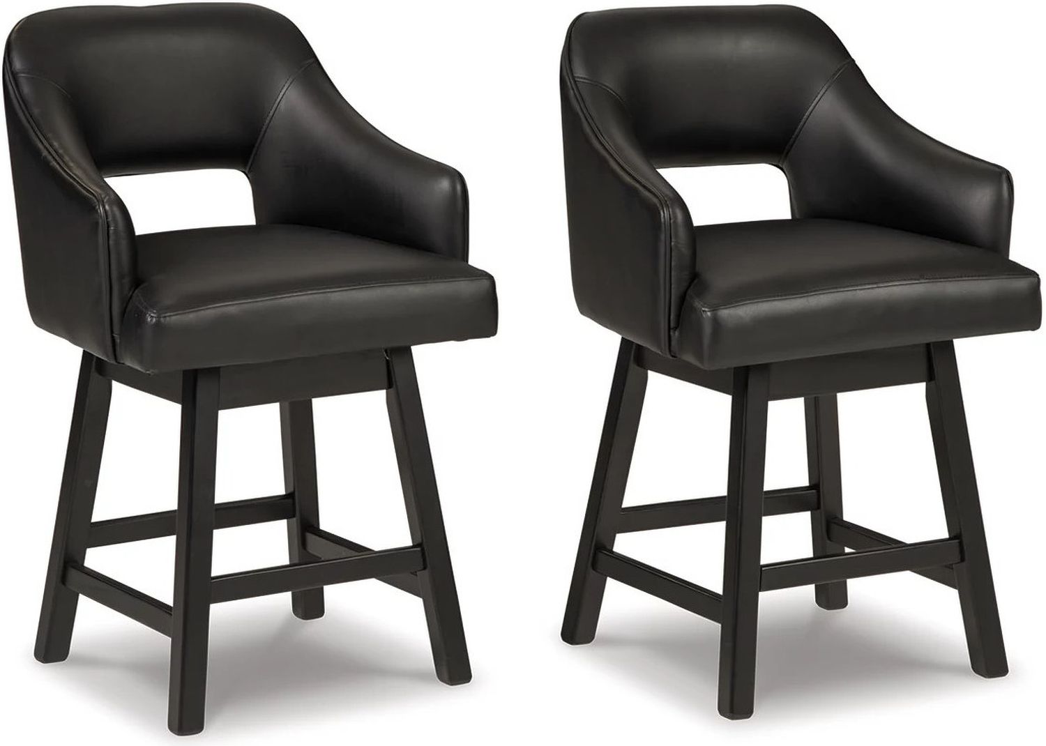 Tallenger Black/Dark Brown Upholstered Swivel Barstool Set of 2 D380924