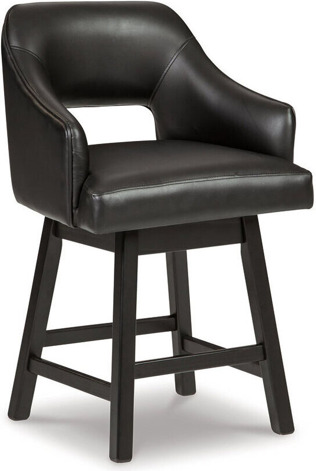 Tallenger Black/Dark Brown Upholstered Swivel Barstool Set of 2 D380924