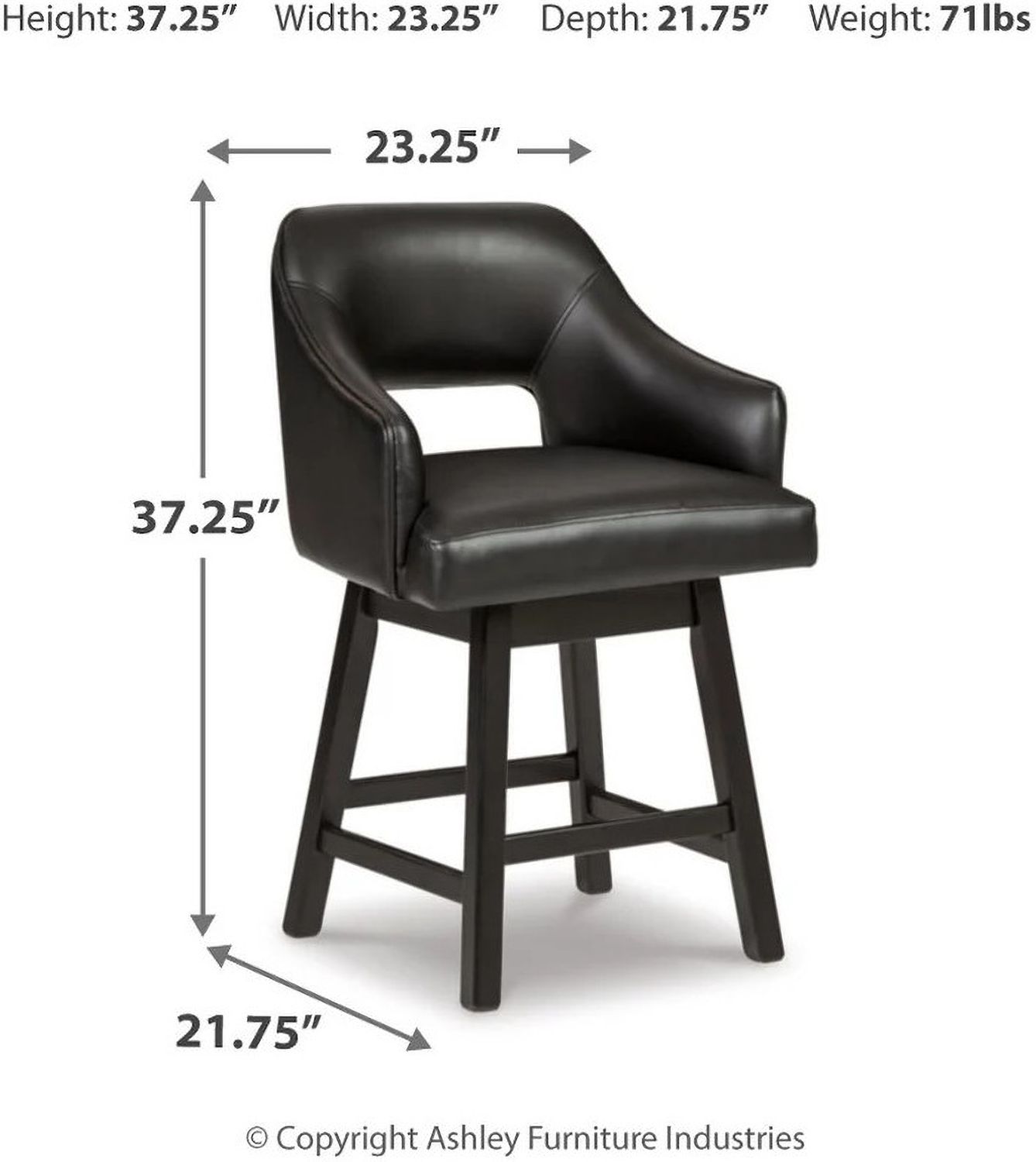Tallenger Black/Dark Brown Upholstered Swivel Barstool Set of 2 D380924