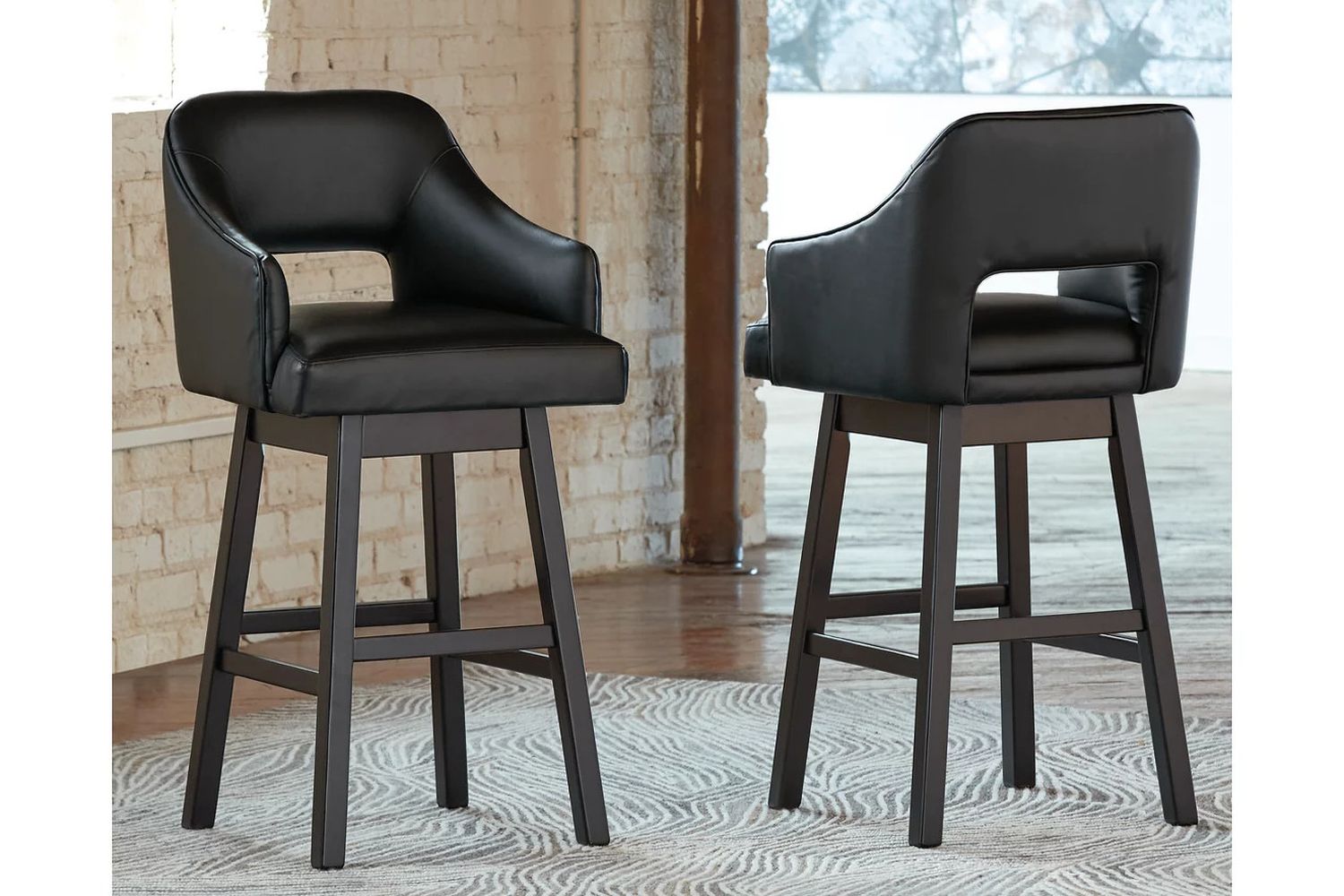 Tallenger Black/Dark Brown Bar Stool Set Of 2 D380930