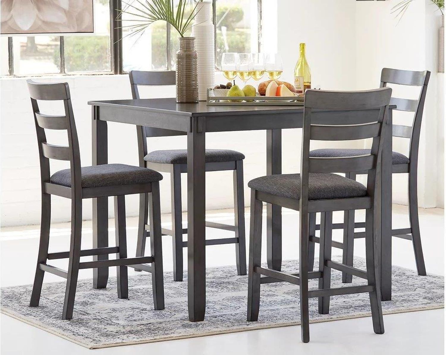 Bridson Gray Square Counter Table Set (5/CN) D383223