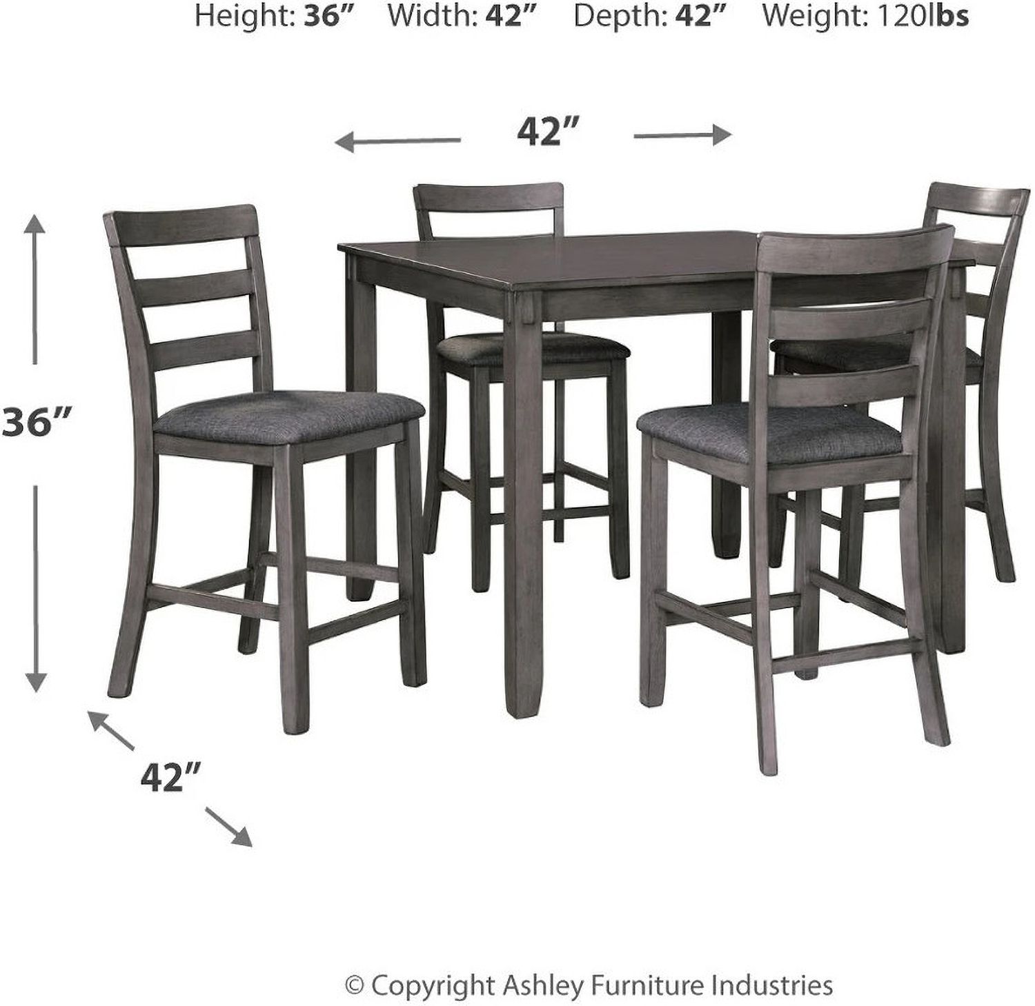 Bridson Gray Square Counter Table Set (5/CN) D383223