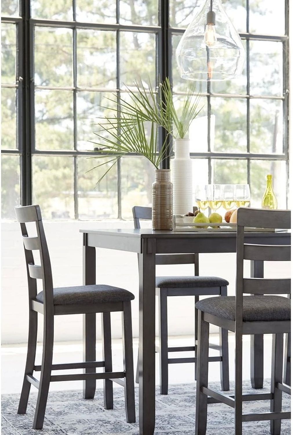 Bridson Gray Square Counter Table Set (5/CN) D383223
