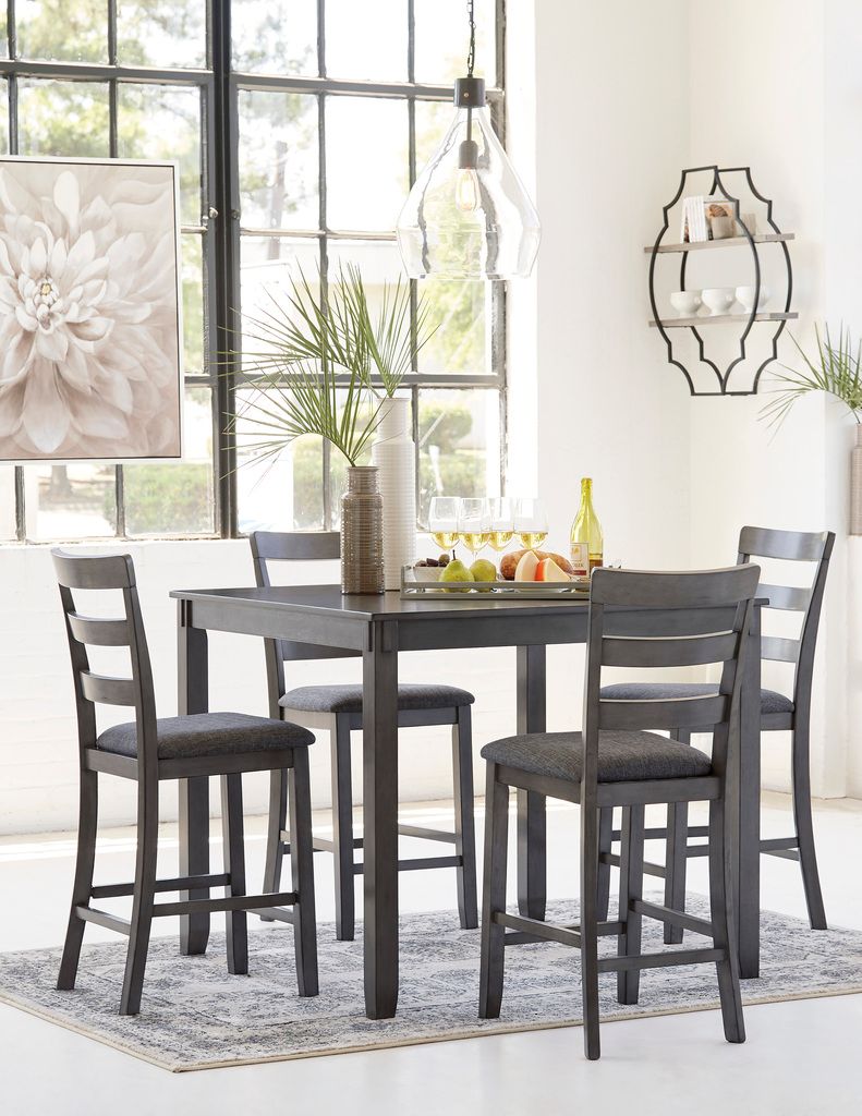 Bridson Gray Square Counter Table Set (5/CN) D383223