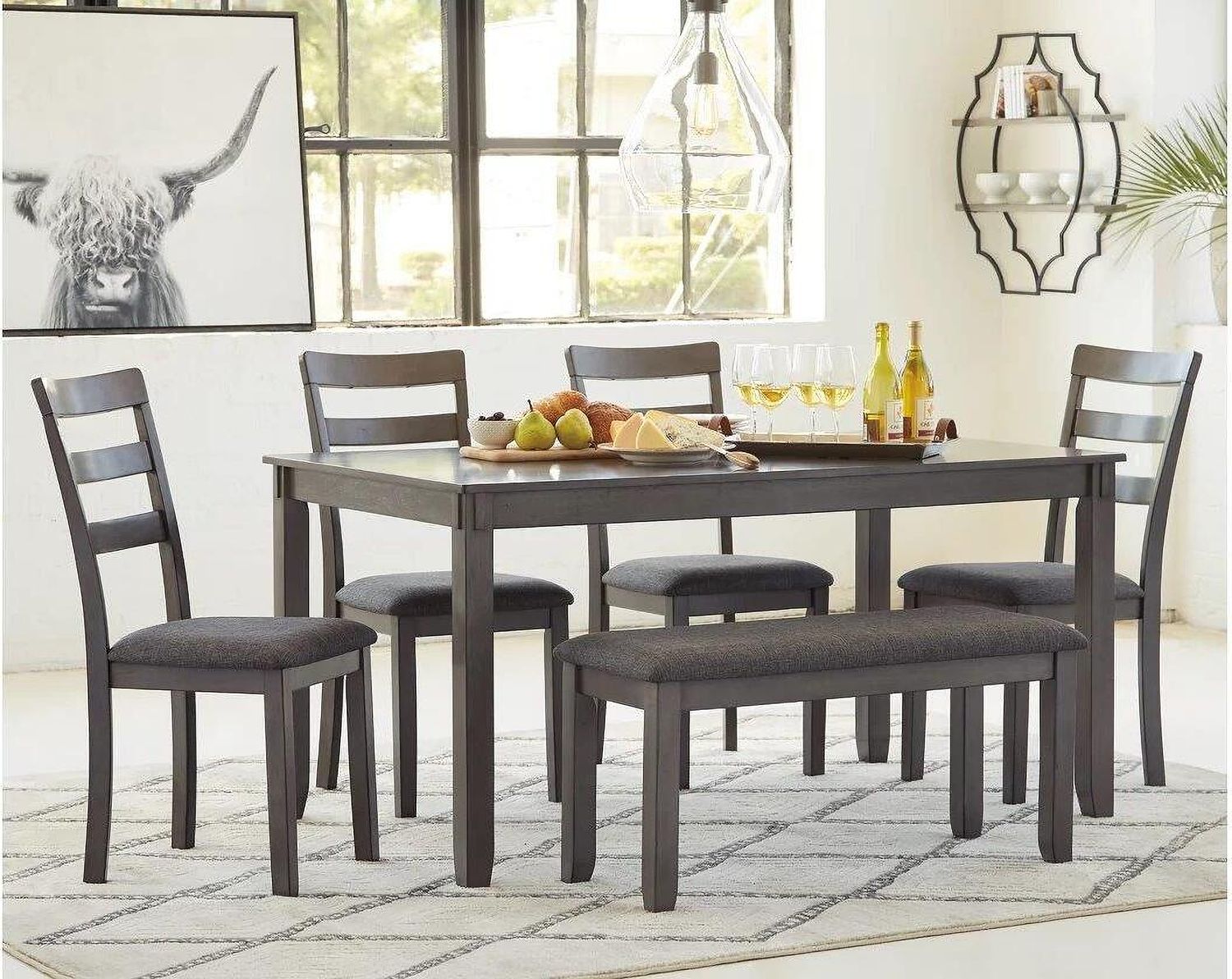 Bridson Gray Rectangular Dining Room Table Set (6/CN) D383325
