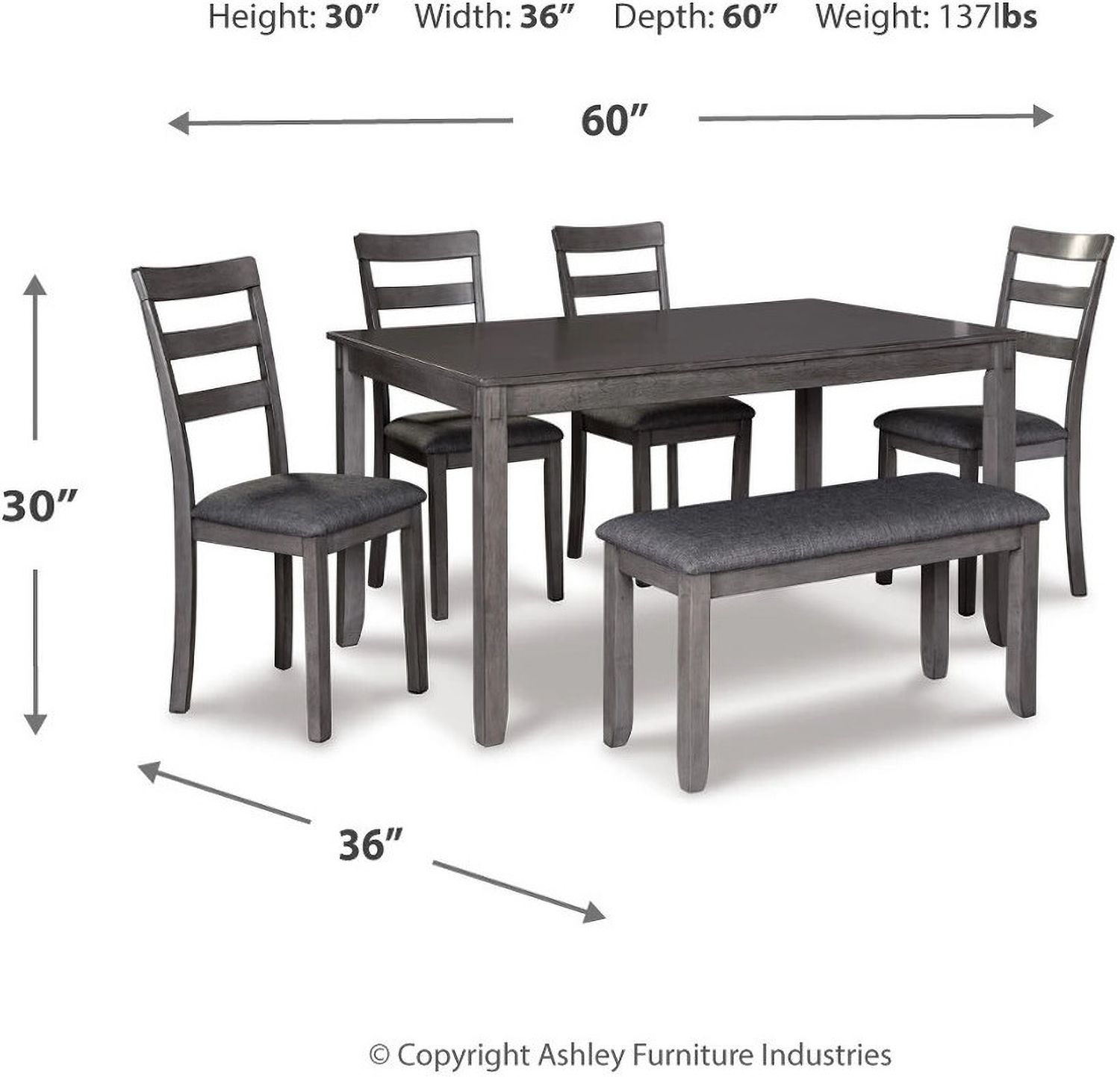 Bridson Gray Rectangular Dining Room Table Set (6/CN) D383325