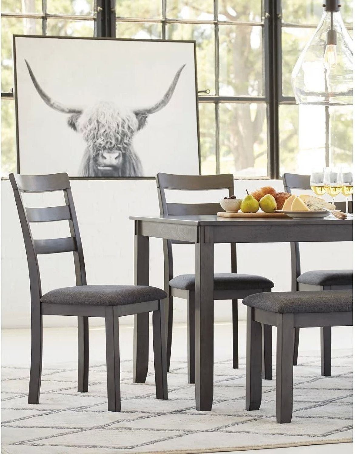 Bridson Gray Rectangular Dining Room Table Set (6/CN) D383325