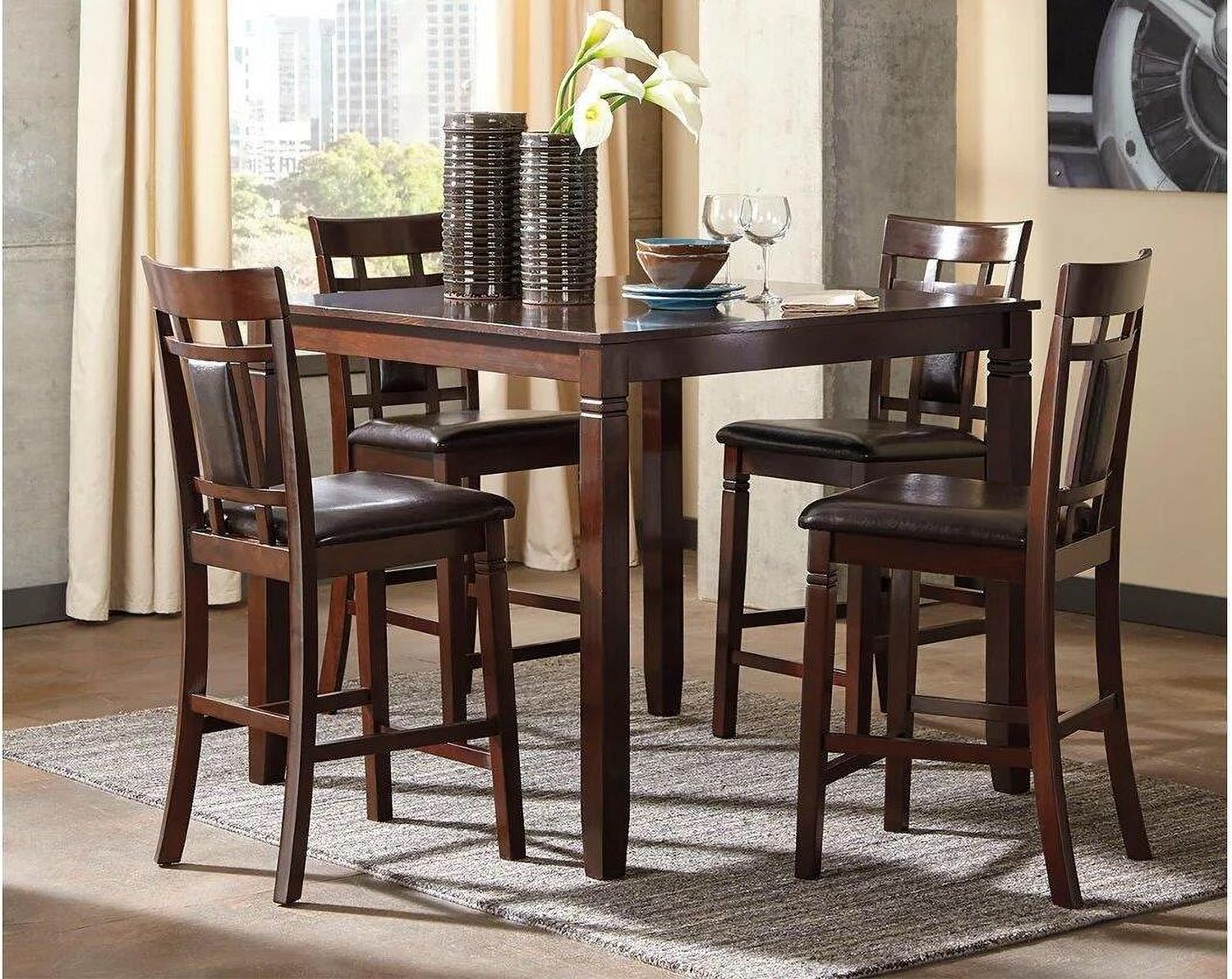 Bennox Brown 5 Piece Counter Height Dining Room Set D384223