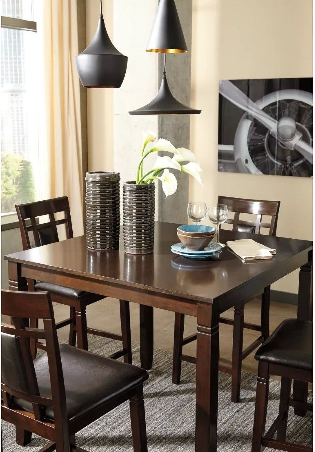 Bennox Brown 5 Piece Counter Height Dining Room Set D384223