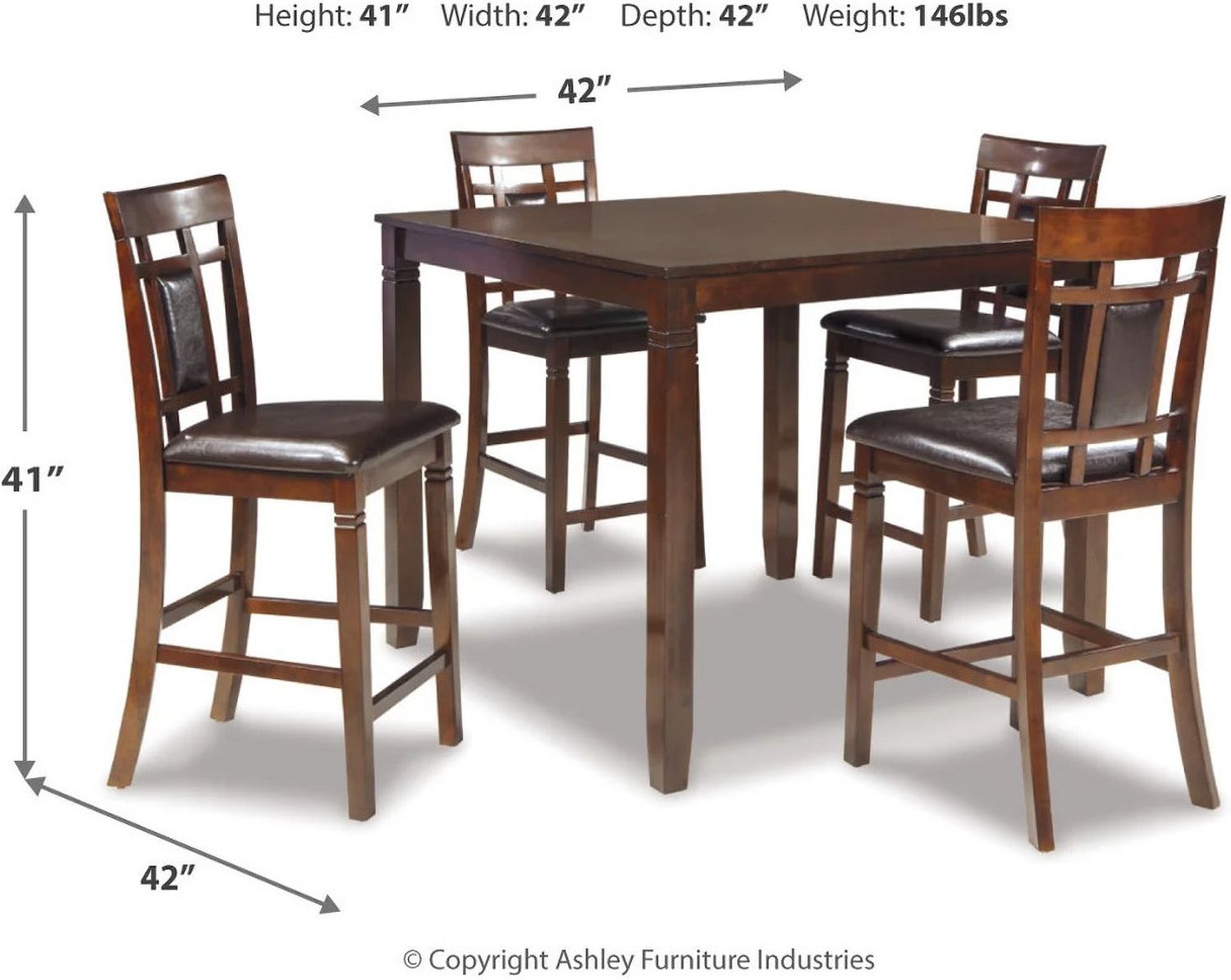 Bennox Brown 5 Piece Counter Height Dining Room Set D384223