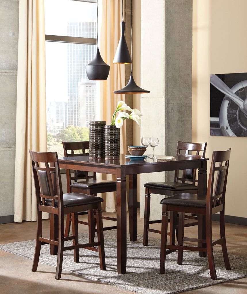 Bennox Brown 5 Piece Counter Height Dining Room Set D384223
