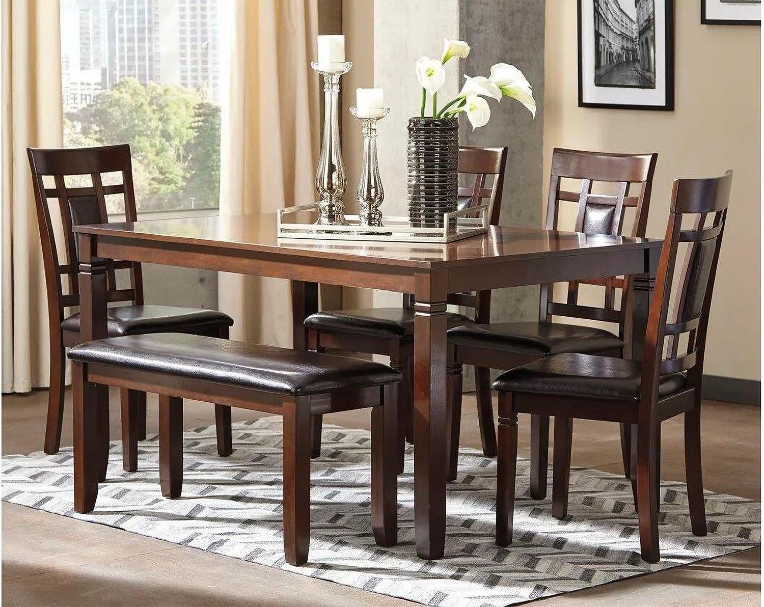 Bennox Brown 6 Piece Rectangular Dining Room Set D384325