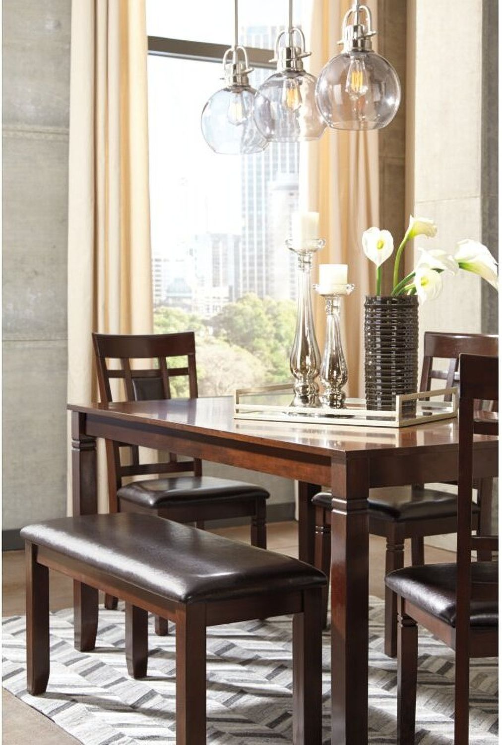 Bennox Brown 6 Piece Rectangular Dining Room Set D384325