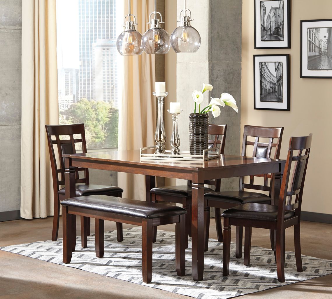 Bennox Brown 6 Piece Rectangular Dining Room Set D384325