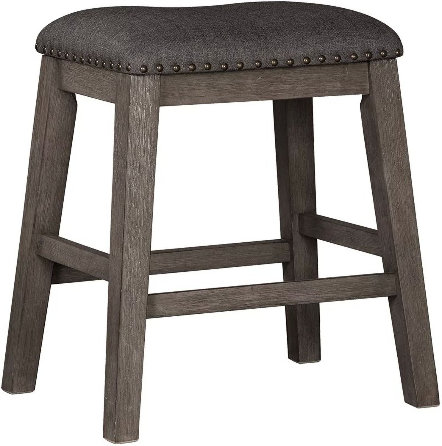 Caitbrook Gray Upholstered Stool Set of 2 D388024