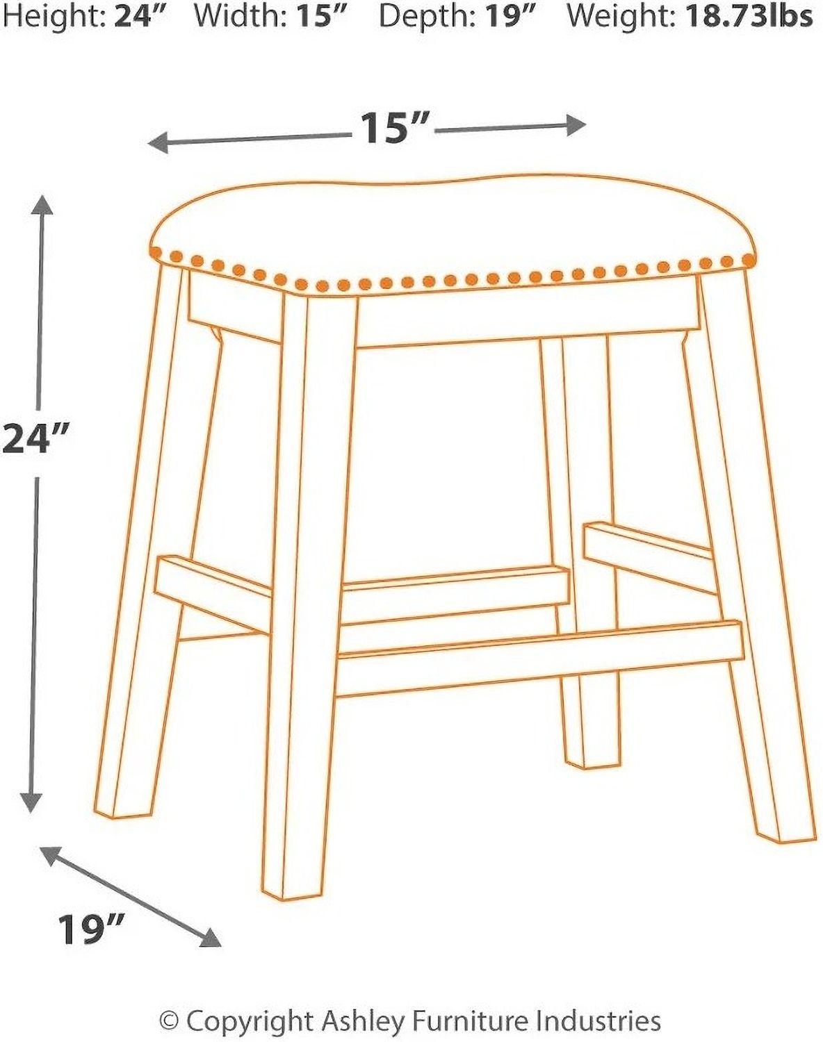 Caitbrook Gray Upholstered Stool Set of 2 D388024