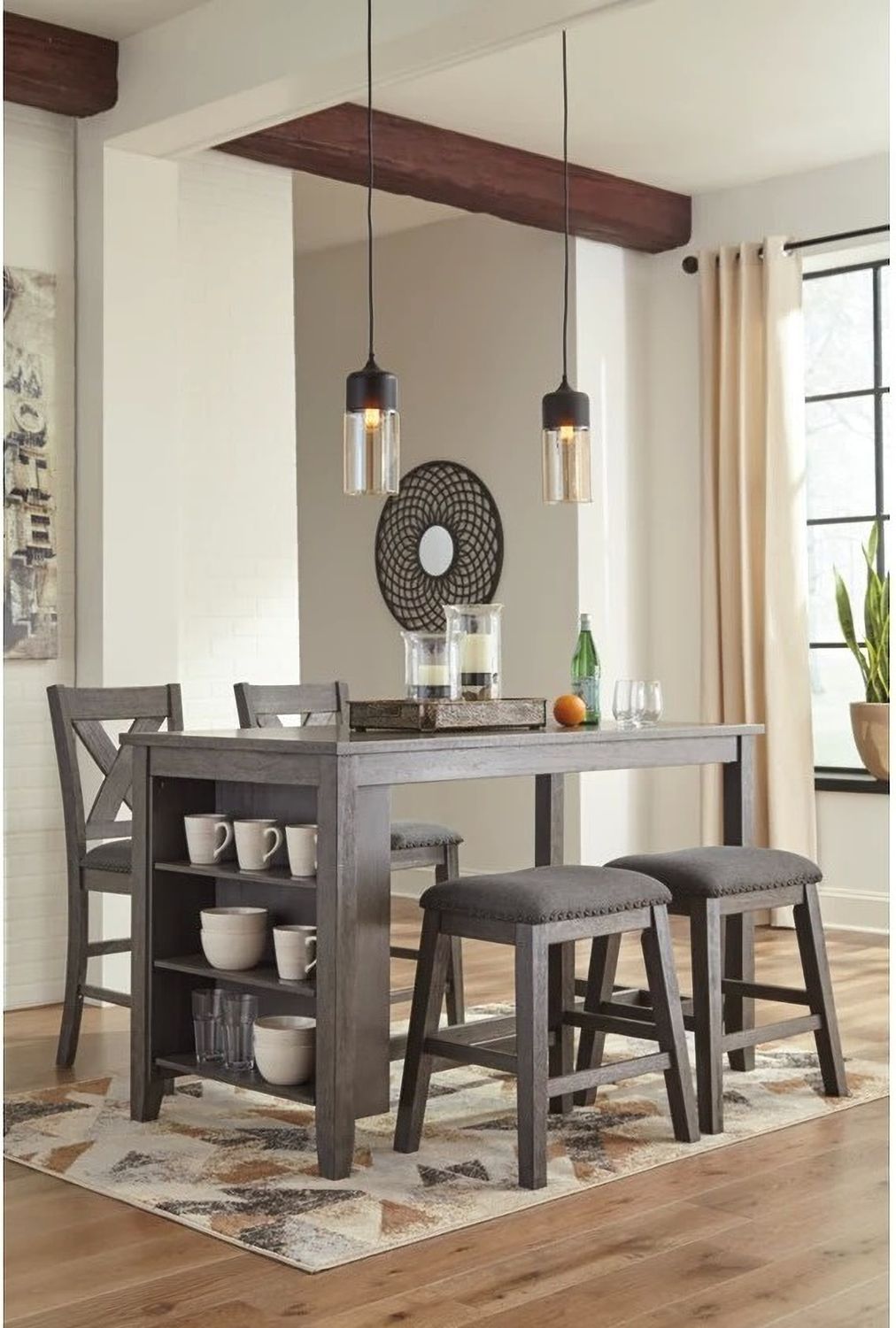 Caitbrook Gray Upholstered Stool Set of 2 D388024