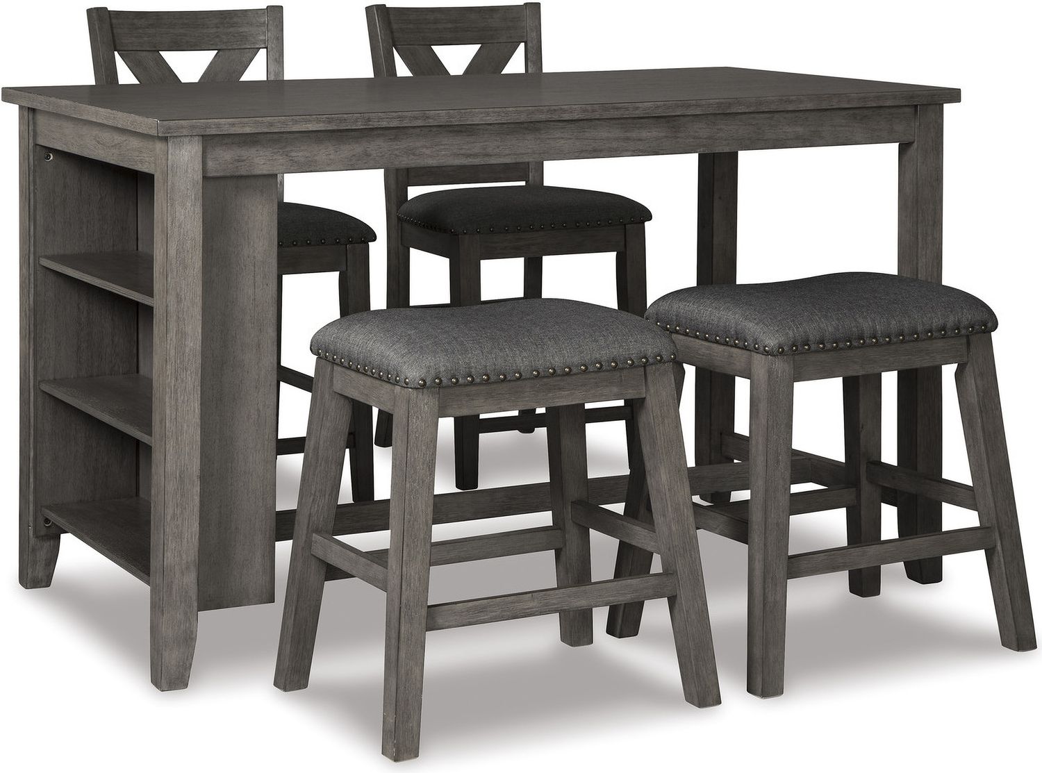 Caitbrook Gray Upholstered Stool Set of 2 D388024
