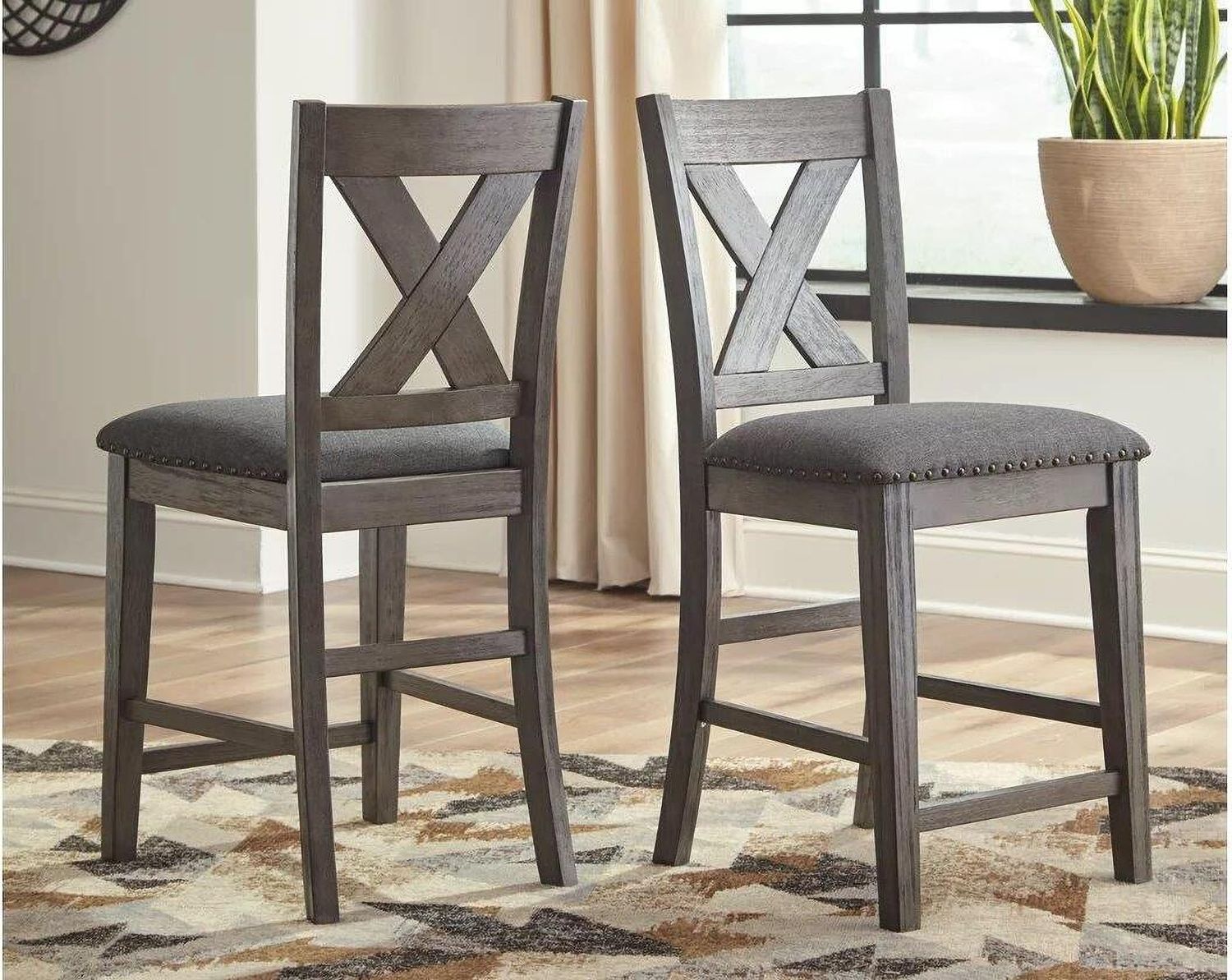 Caitbrook Gray Upholstered Barstool Set of 2 D388124