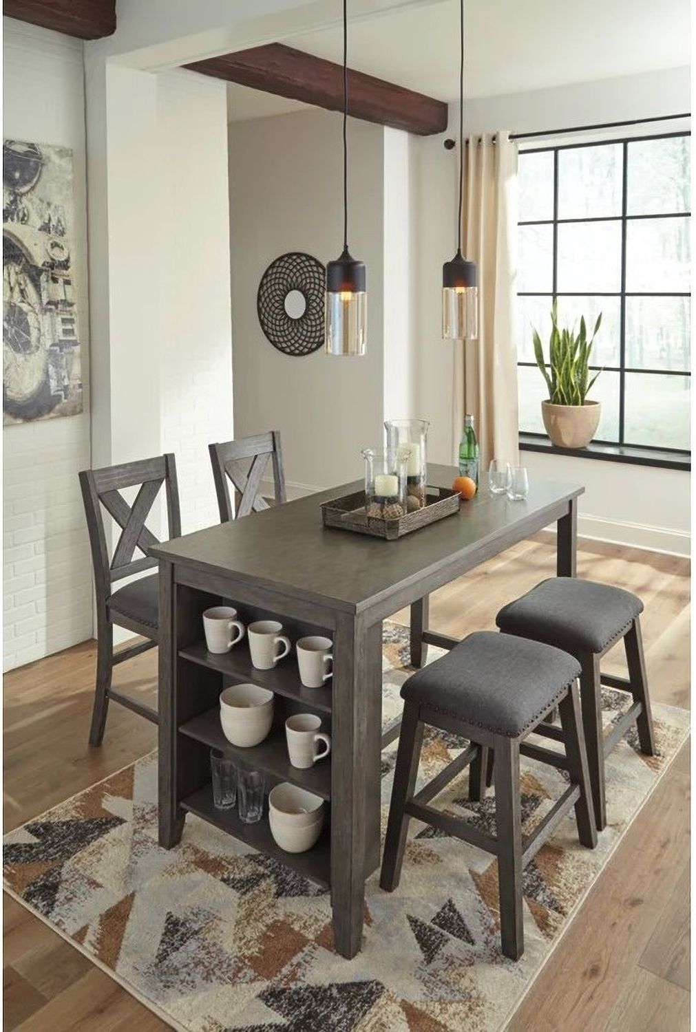 Caitbrook Gray Upholstered Barstool Set of 2 D388124