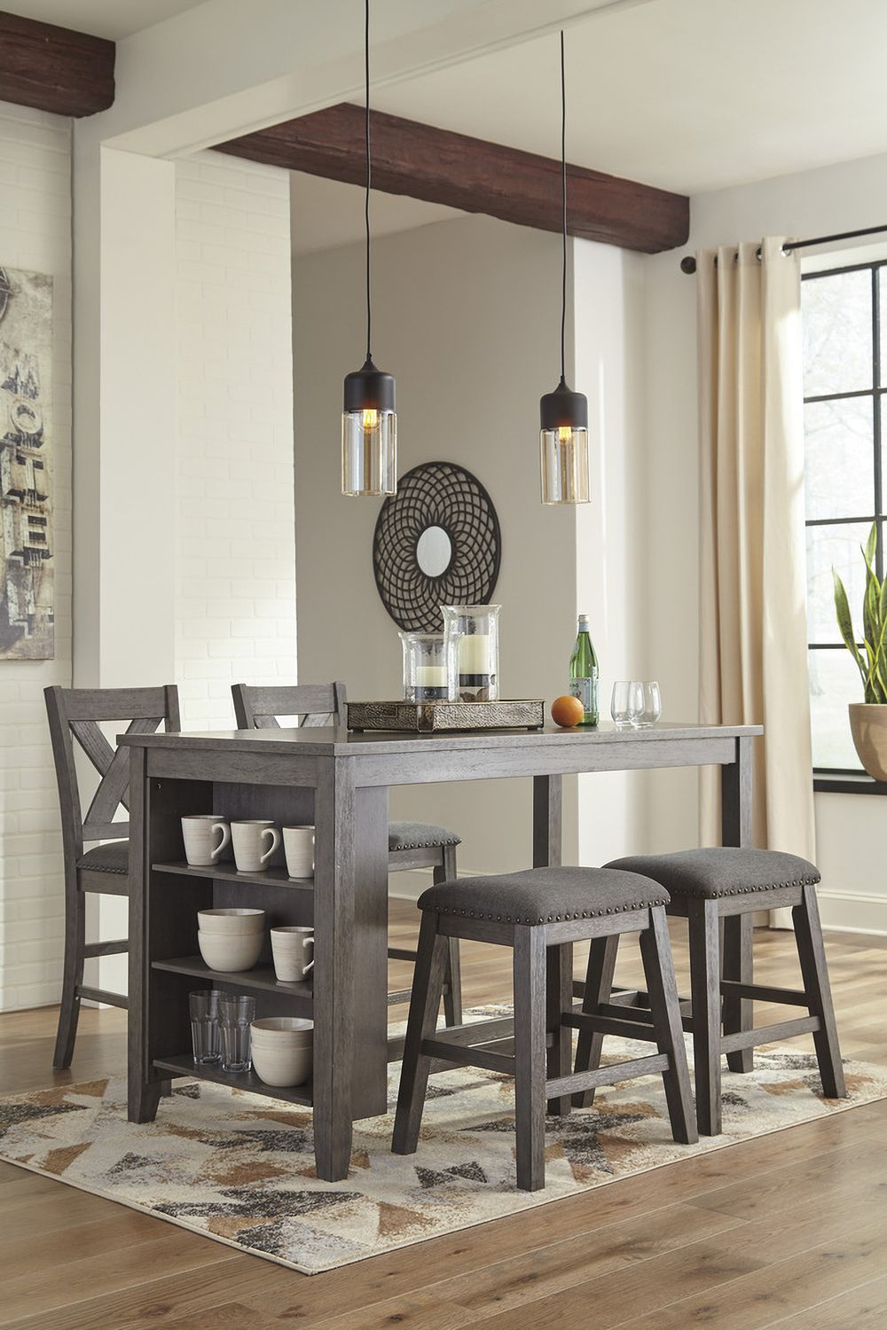 Caitbrook Gray Upholstered Barstool Set of 2 D388124