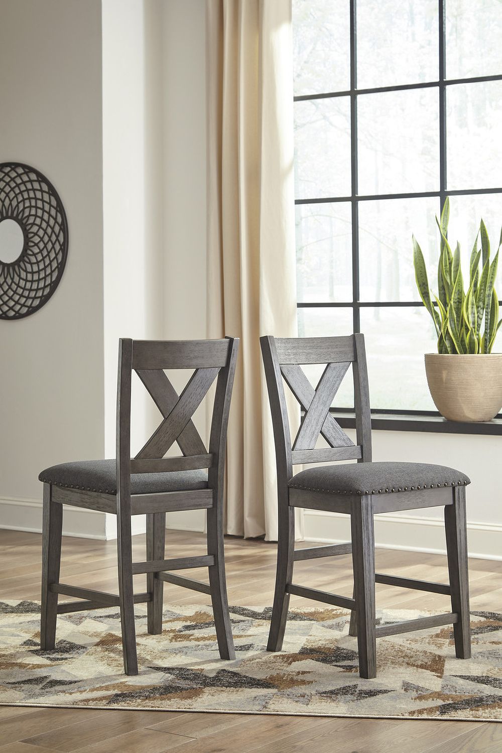 Caitbrook Gray Upholstered Barstool Set of 2 D388124