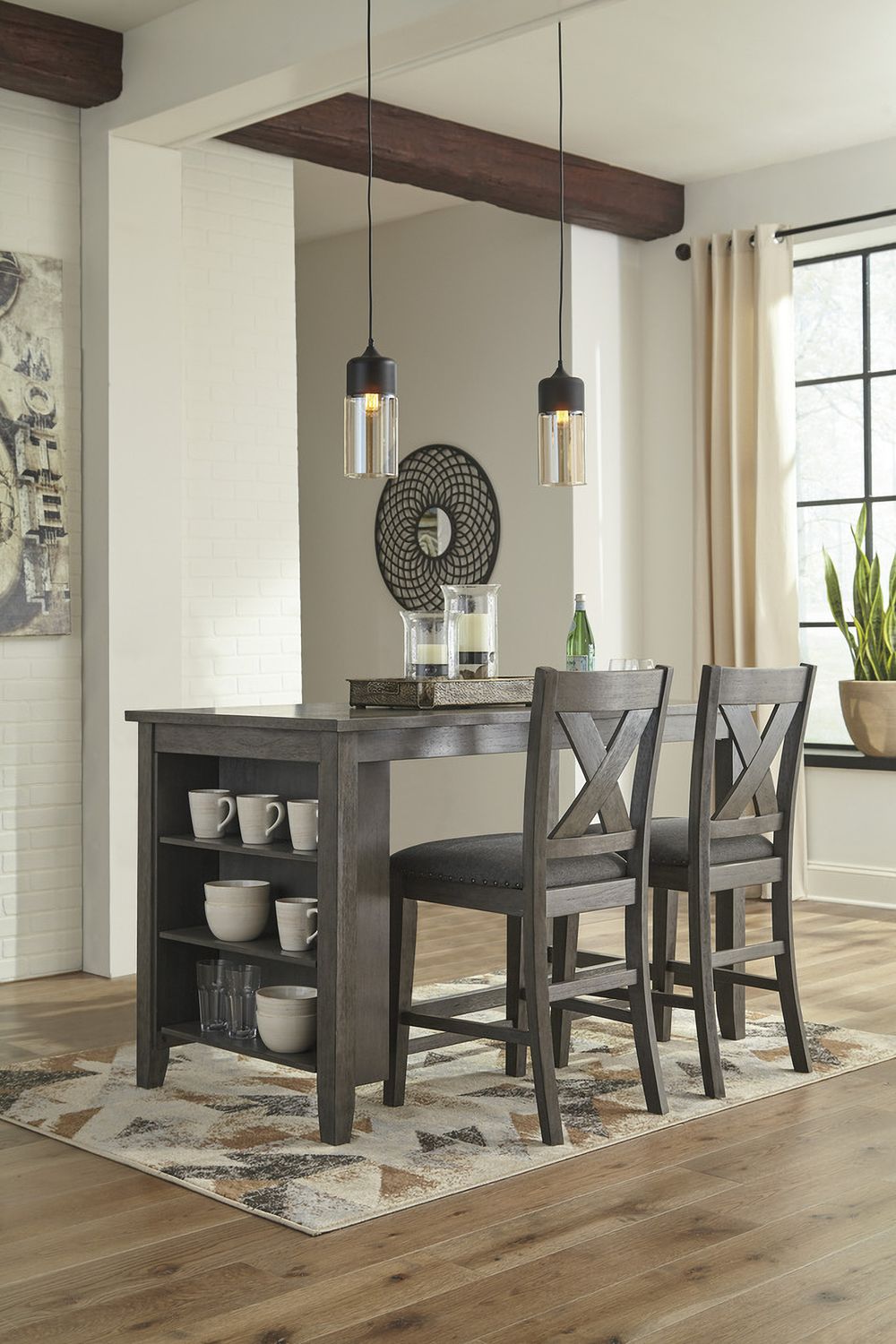 Caitbrook Gray Upholstered Barstool Set of 2 D388124