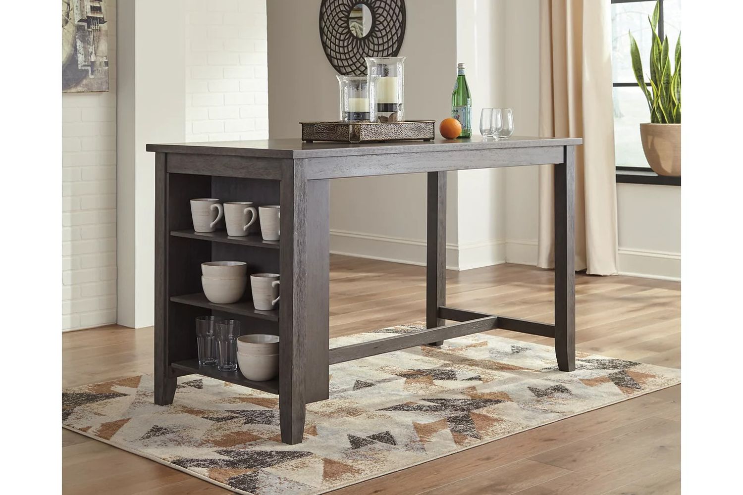 Caitbrook Gray Rectangular Counter Height Dining Table D38813