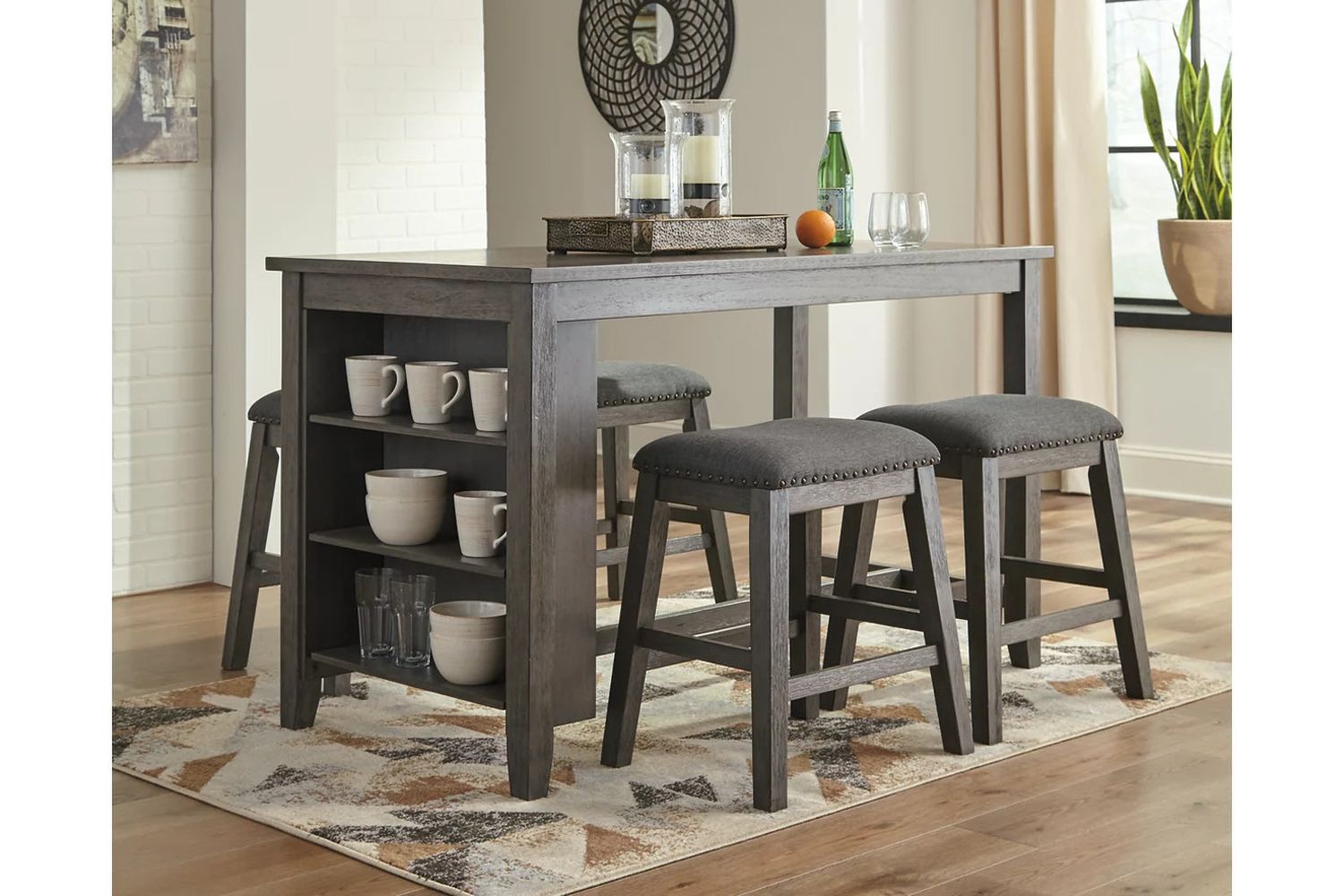 Caitbrook Gray Rectangular Counter Height Dining Table D38813