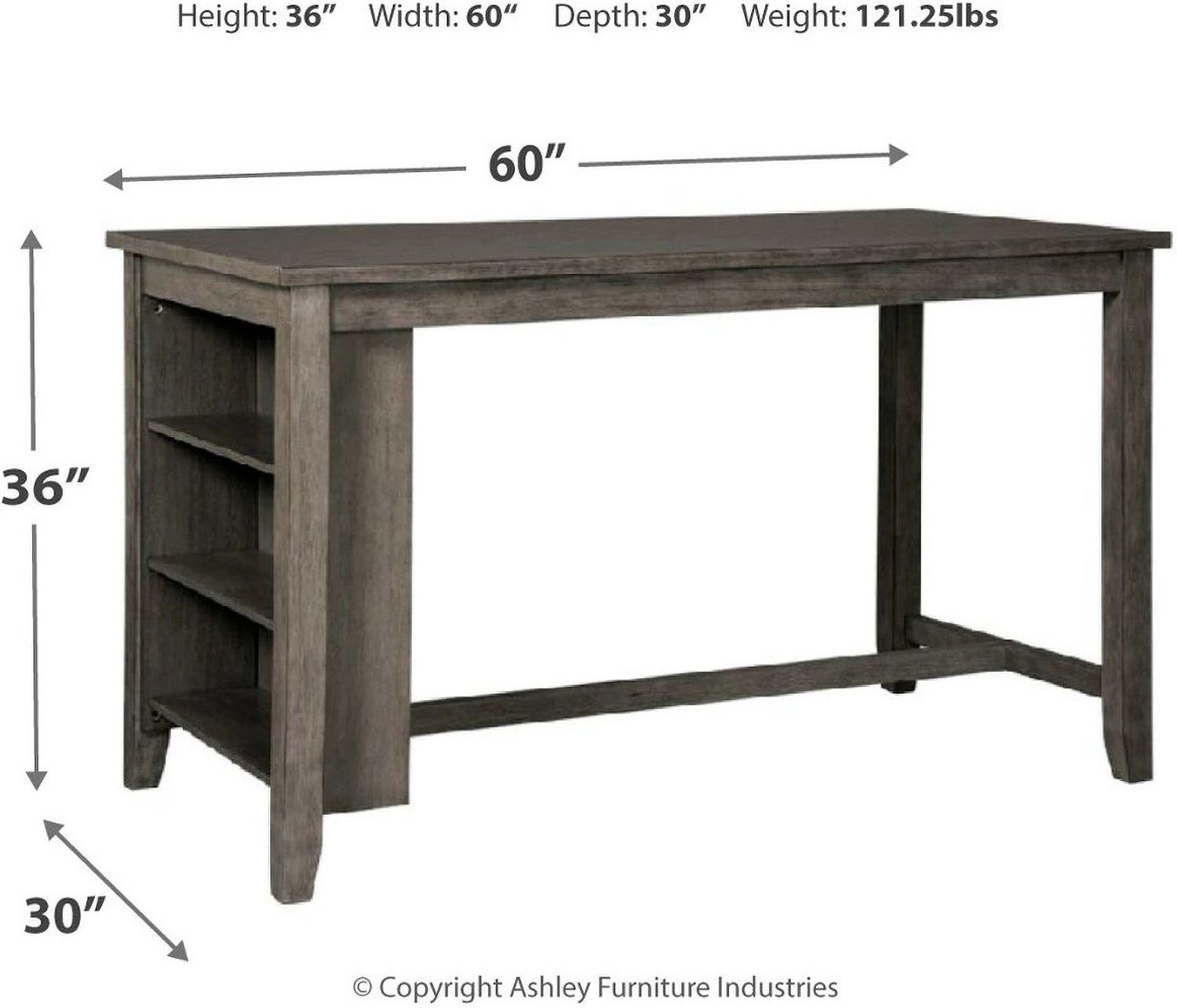 Caitbrook Gray Rectangular Counter Height Dining Table D38813