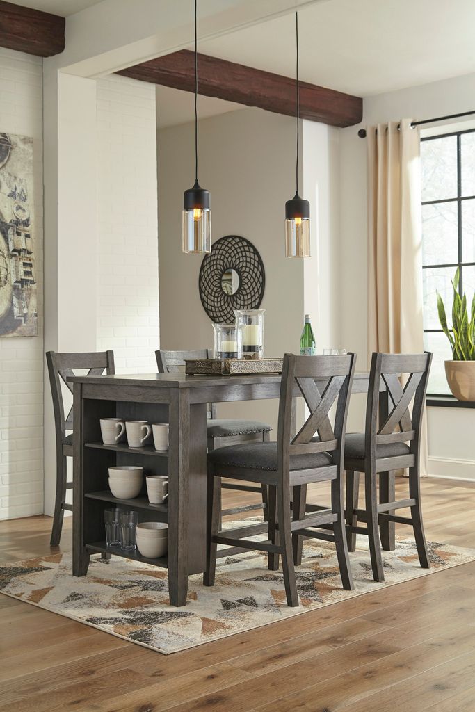 Caitbrook Gray Rectangular Counter Height Dining Table D38813