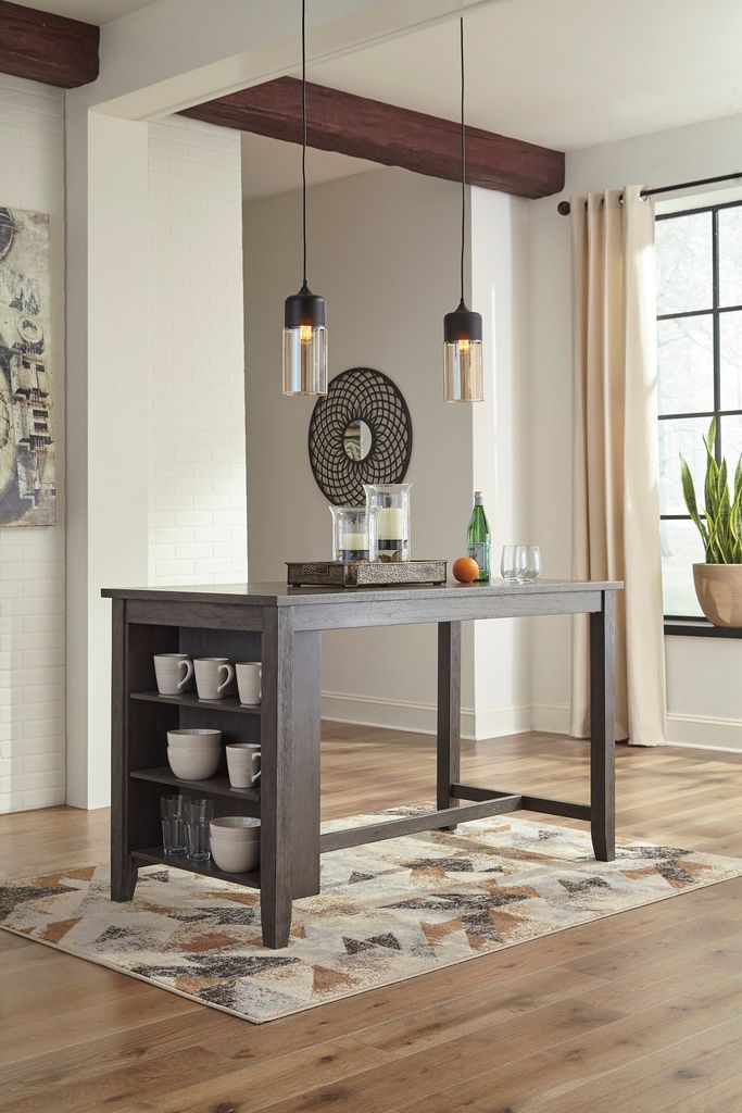 Caitbrook Gray Rectangular Counter Height Dining Table D38813