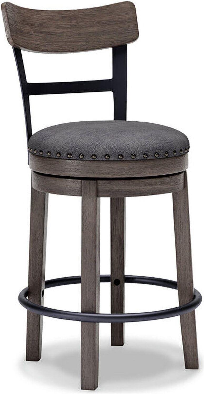 Caitbrook Gray Upholstered Swivel Barstool D388224