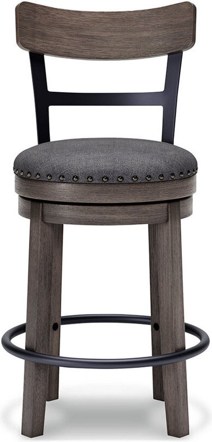 Caitbrook Gray Upholstered Swivel Barstool D388224