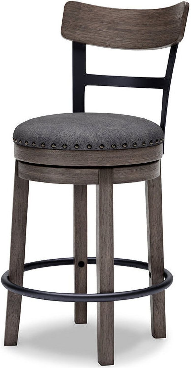 Caitbrook Gray Upholstered Swivel Barstool D388224