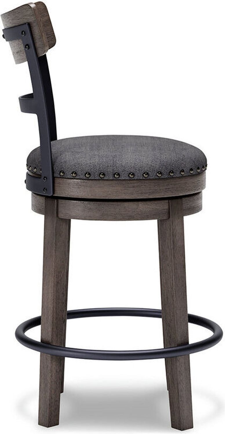 Caitbrook Gray Upholstered Swivel Barstool D388224