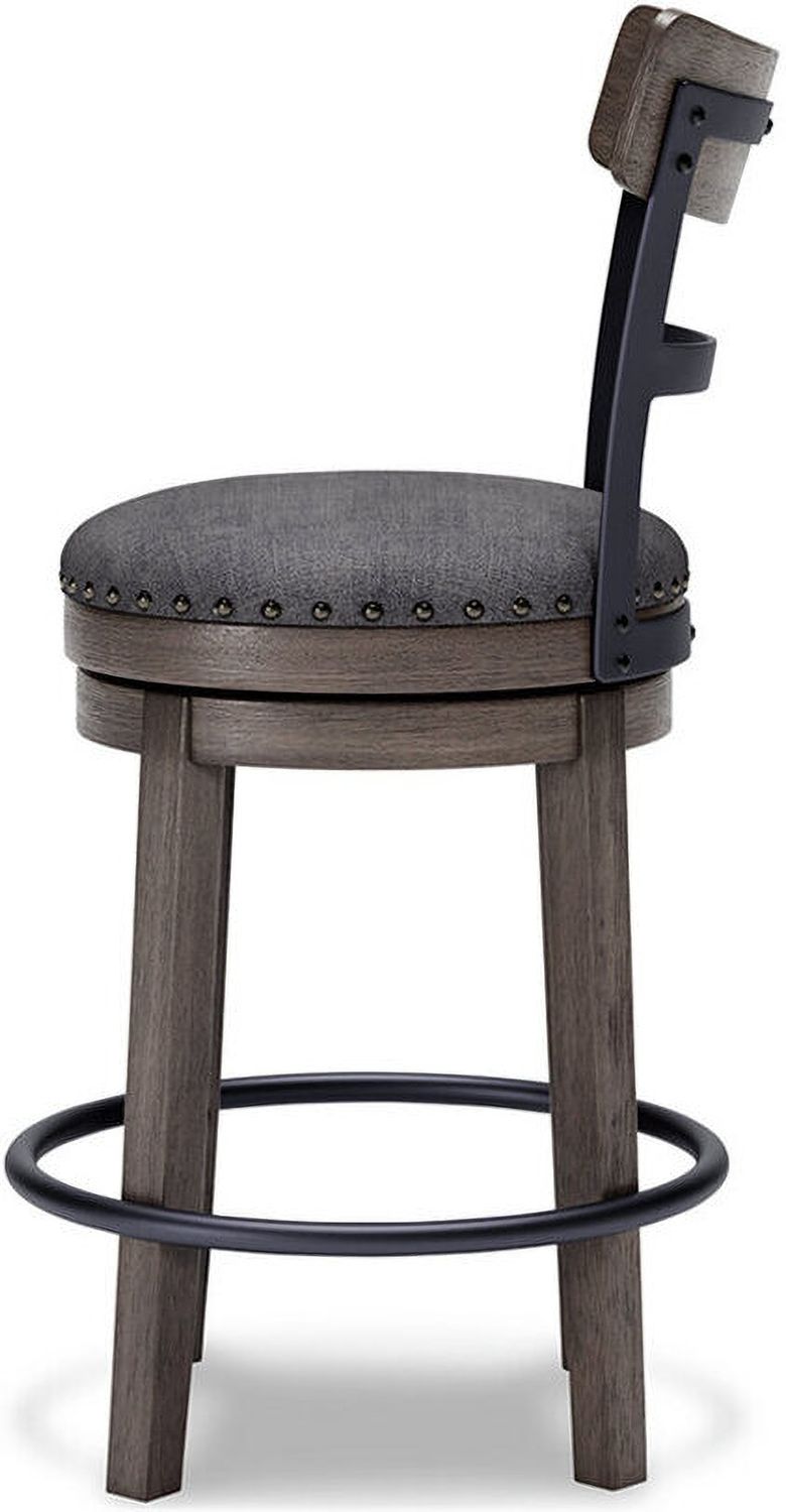 Caitbrook Gray Upholstered Swivel Barstool D388224
