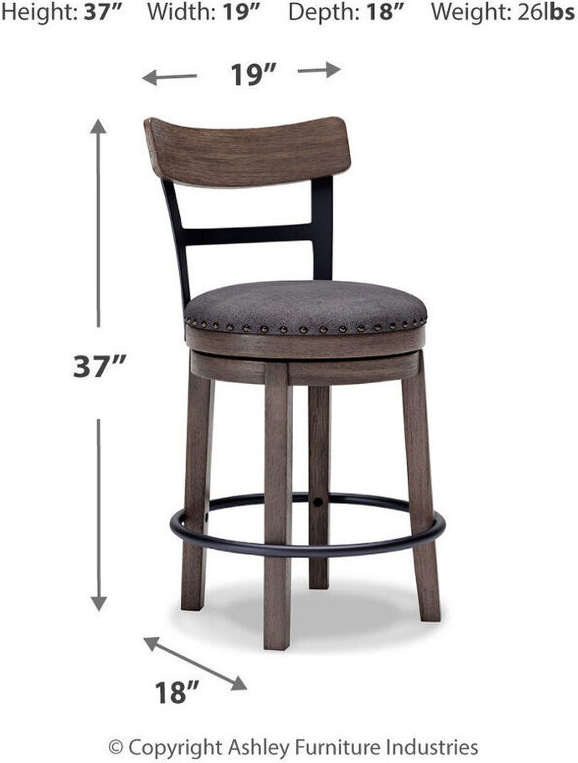 Caitbrook Gray Upholstered Swivel Barstool D388224