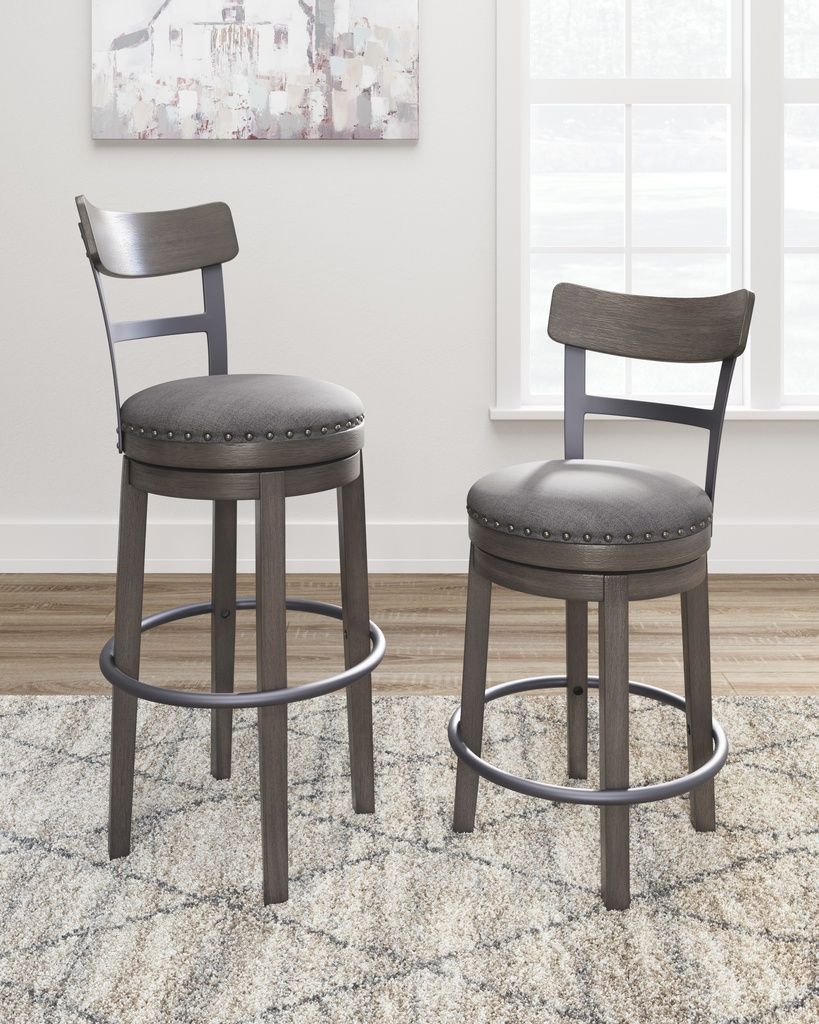 Caitbrook Gray Upholstered Swivel Barstool D388224