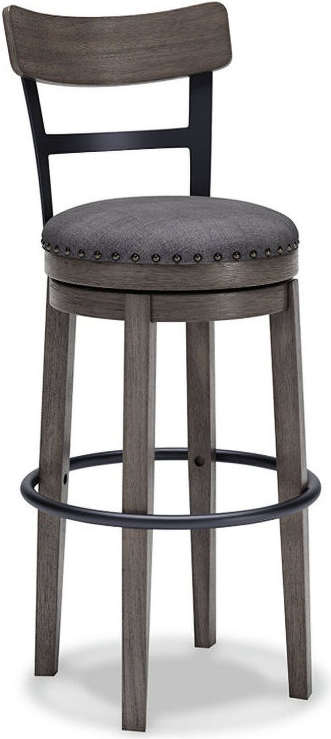 Caitbrook Gray Tall Upholstered Swivel Barstool D388230