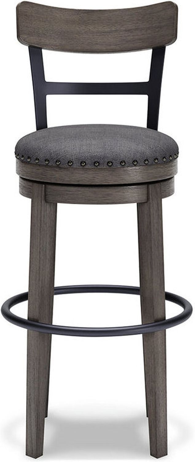 Caitbrook Gray Tall Upholstered Swivel Barstool D388230