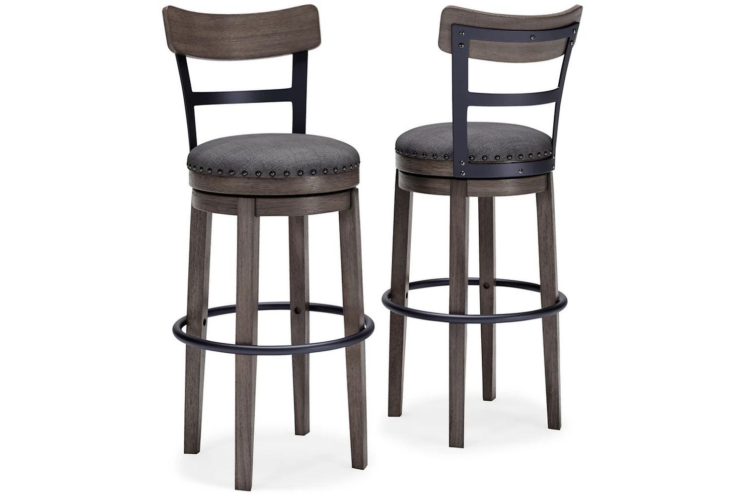 Caitbrook Gray Tall Upholstered Swivel Barstool D388230