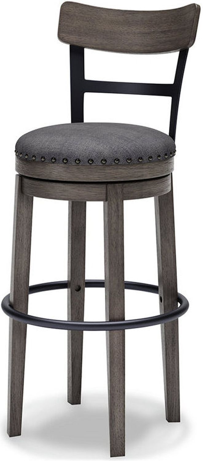 Caitbrook Gray Tall Upholstered Swivel Barstool D388230