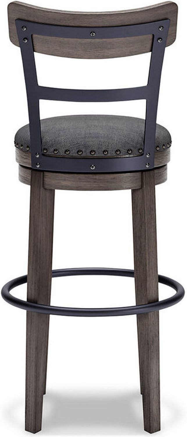 Caitbrook Gray Tall Upholstered Swivel Barstool D388230