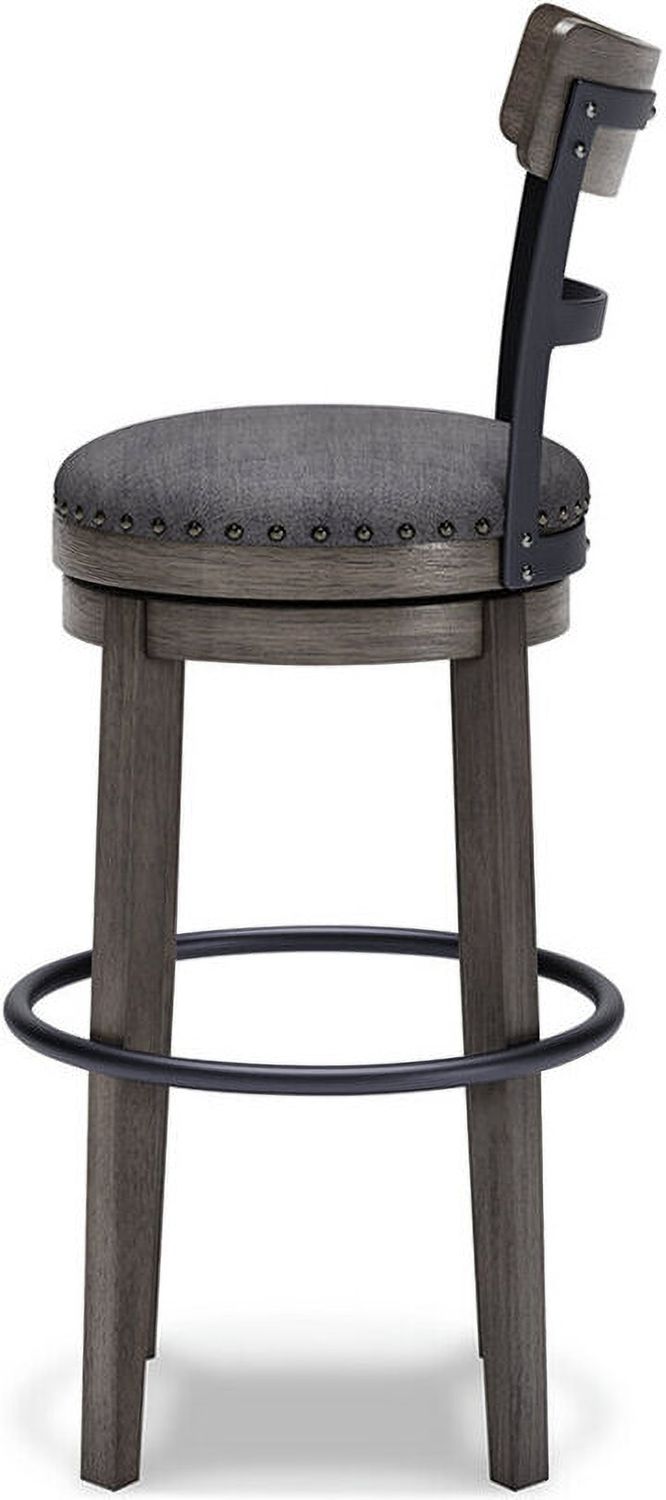 Caitbrook Gray Tall Upholstered Swivel Barstool D388230